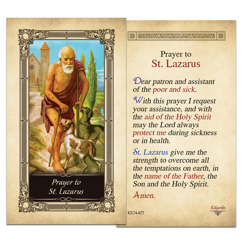 St. Lazarus Kilgarlin Laminated Prayer Card