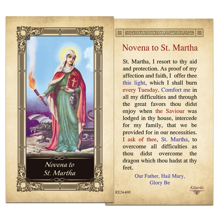 St. Martha Catholic novena prayer card for family needs and overcoming difficulties