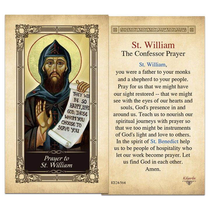St. William Catholic prayer card with prayer for courage humility and spiritual sight