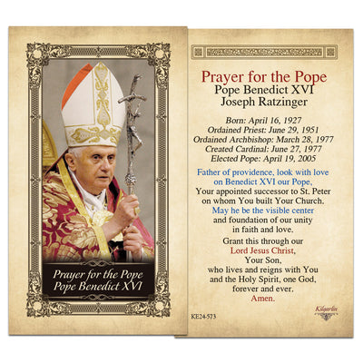 Prayer for the Pope Pope Benedict XVII Kilgarlin Laminated Prayer Card