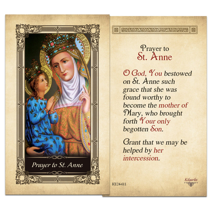 St. Anne laminated Catholic prayer card with full intercession prayer
