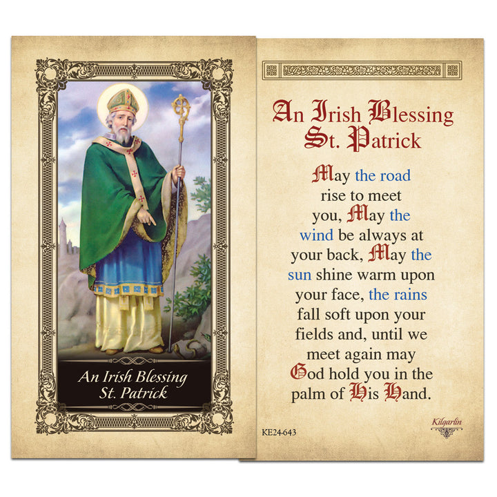 Laminated St. Patrick Irish Blessing prayer card for Catholic faith and devotion