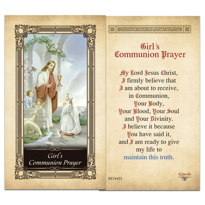 Girl's Communion Prayer Kilgarlin Laminated Prayer Card